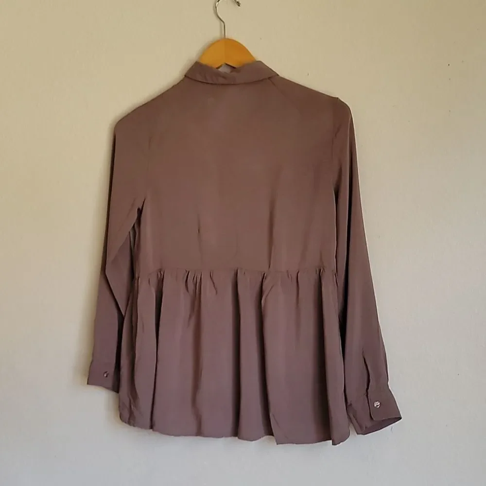 BONGO blause collar with buttons size S/C brown - Picture 10 of 12
